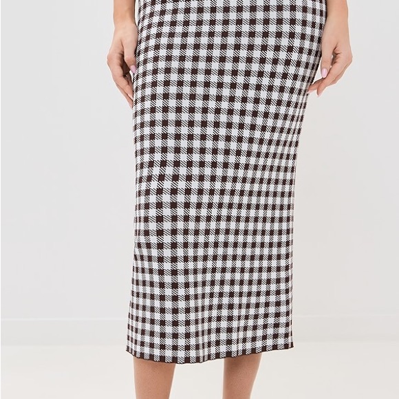 Kule Black And White Gingham Midi Skirt
